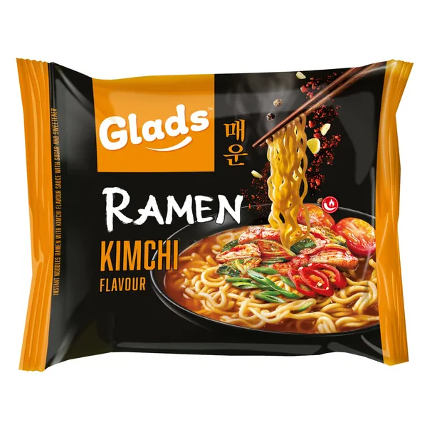 Ātri pagatavojamās nūdeles Glads Ramen Kimchi ar saldinātājiem 105g