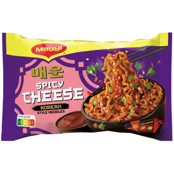 Ātri pagatavojamās nūdeles Maggi Korejiešu stila ar siera garšu un pikantu mērci 130g