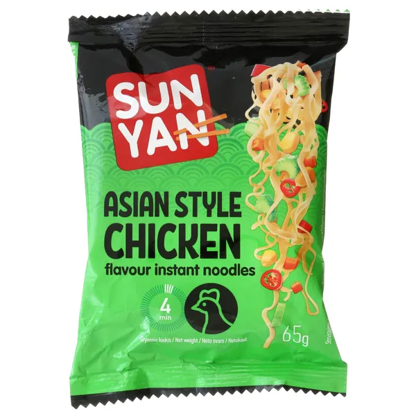 Ātri pagatavojamās nūdeles Sun Yan ar vistas garšu 65g
