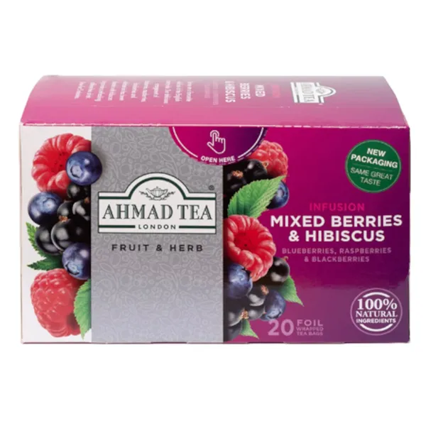 Zāļu un augļu tējas maisījums Ahmad tea ogu maisījums un hibiskusroze 20x2g