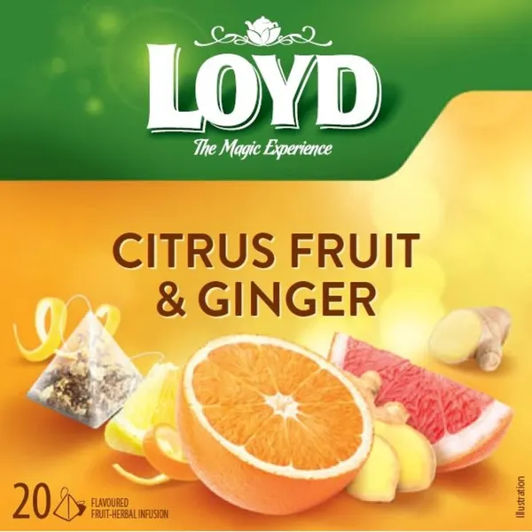 Augļu tēja Loyd ingvera un citronu 20x2g