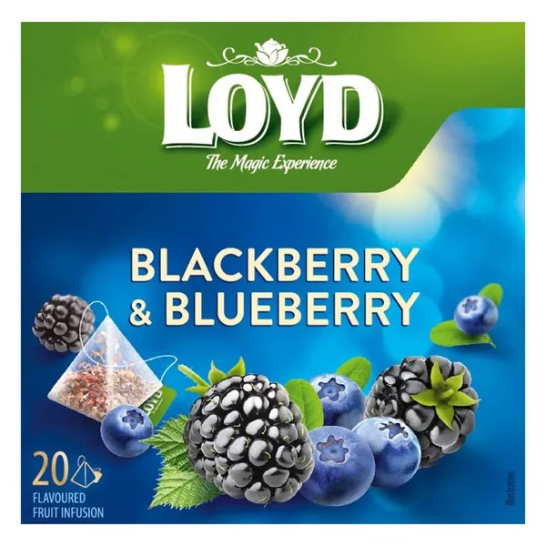 Augļu tēja LOYD Pyramids ar melleņu un kazeņu garšu, 20x2 g