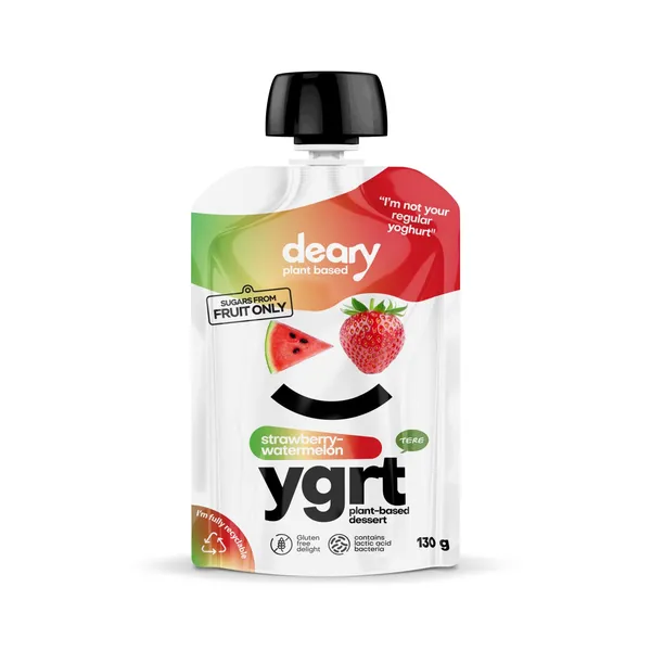 Augu izcelsmes deserts Deary ar zemeņu un arbūza garšu 130g