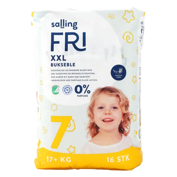 Autiņbiksītes Salling Fri XXL izmērs 7 17+ kg bez smaržvielām 16 gab