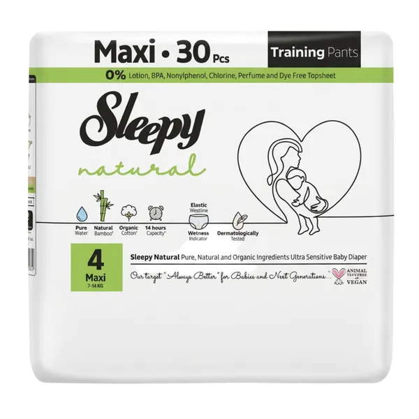 Autiņbiksītes Sleepy Natural Pants Maxi 30 gab.