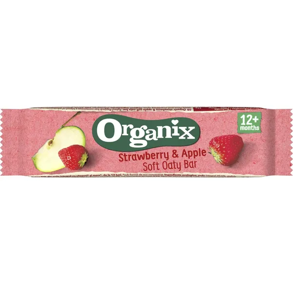 Auzu batoniņš Organix ar zemenēm un āboliem BIO 23g