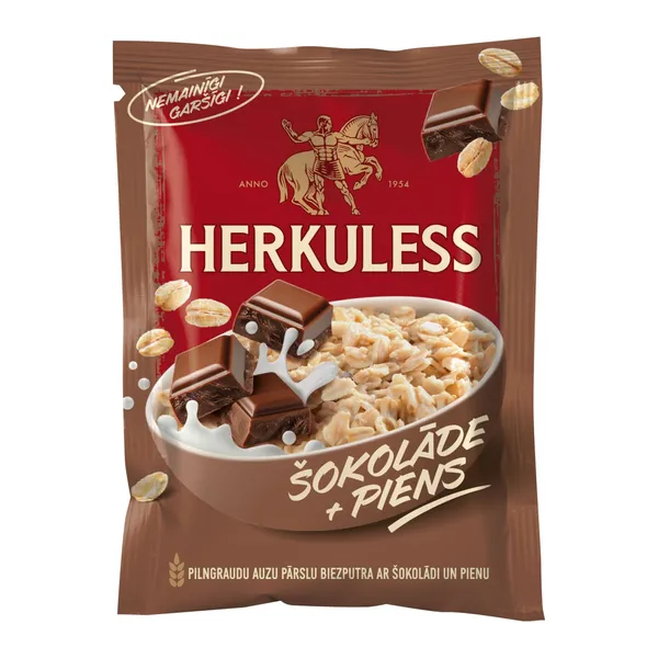 Auzu biezputra Herkuless ar pienu un šokolādi ātri pagatavojamā 35g