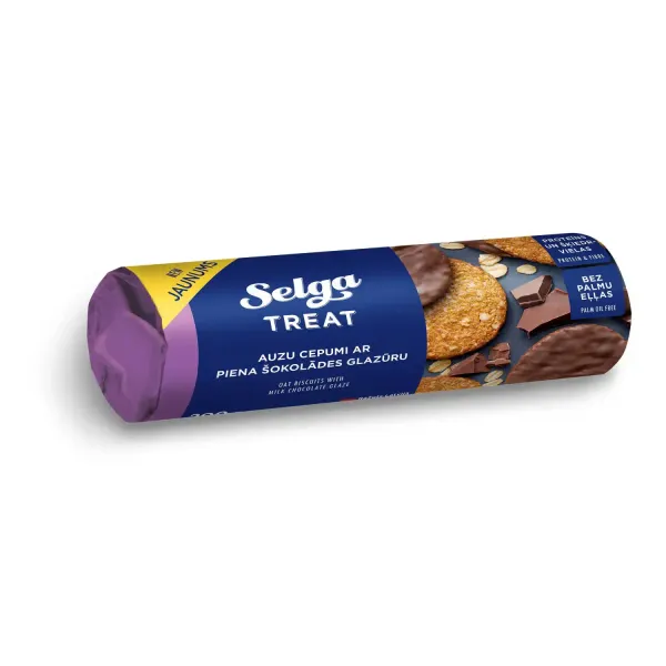 Auzu cepumi Selga Treat ar piena šokolādes glazūru 200g