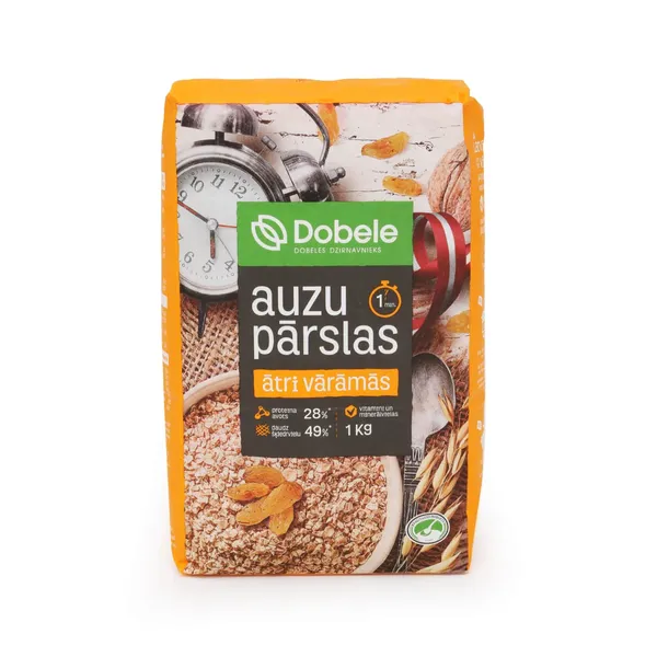 Auzu pārslas ātri vārāmās 1kg, Dobele