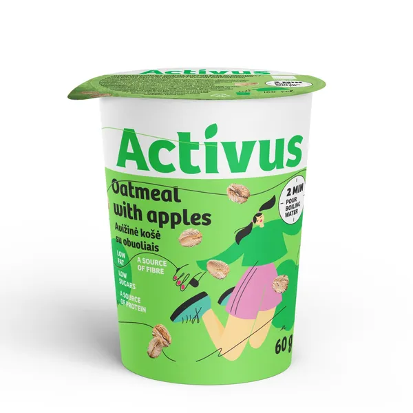 Auzu pārslu putra Activus ar āboliem ātri pagatavojama 60g