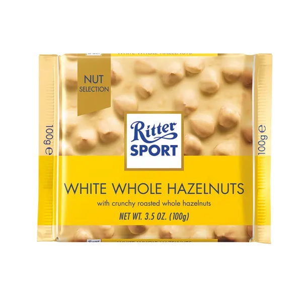 Baltā šokolāde Ritter Sport ar lazdu riekstiem 100g
