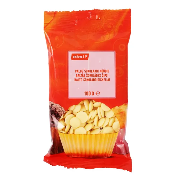 Baltās šokolādes čipsi Rimi 100g