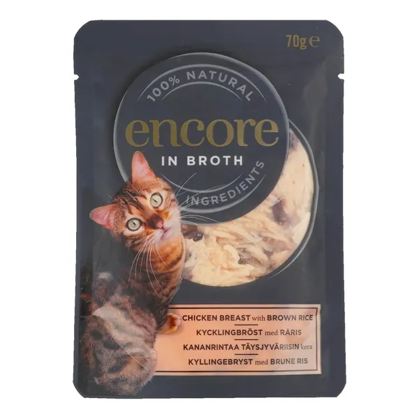 Barība kaķiem Encore ar vistu/rīsiem 70g