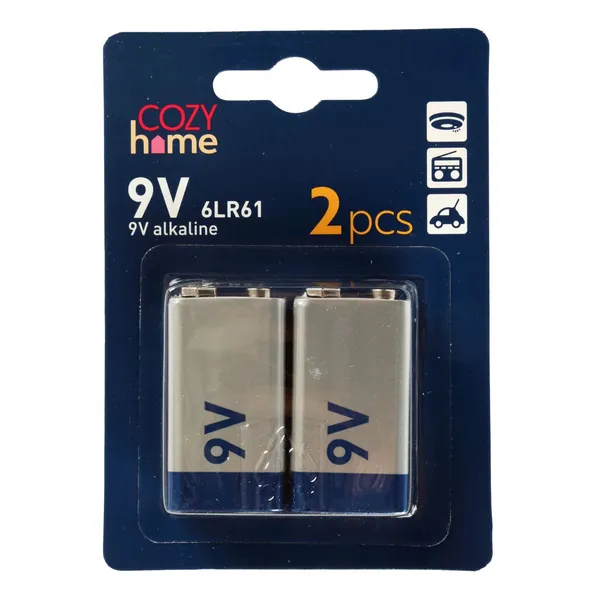 Baterijas Cozy Home 9V 6LR61, 2 gab.