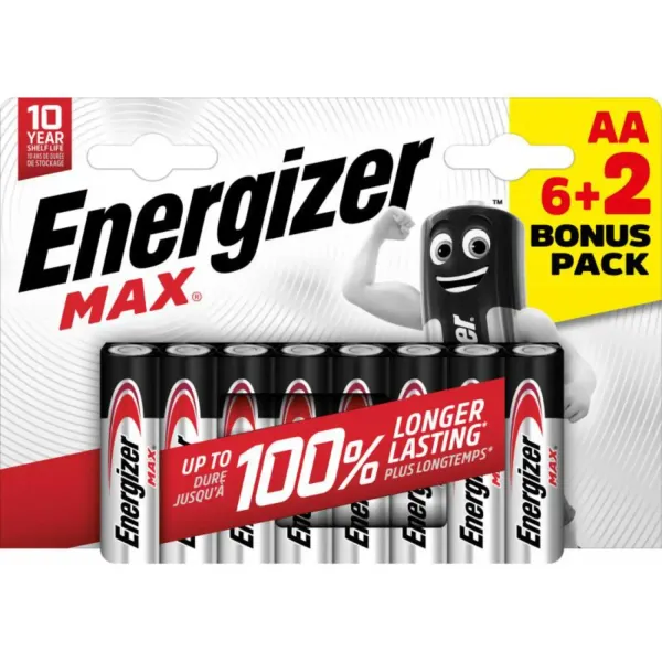 Baterijas Energizer Max Alkaline AA CHP8 6+2