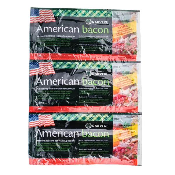 Bekons amerikāņu gaumē auksti kūpināts 3x150g