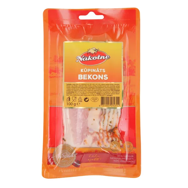 Karsti kūpināts cūkgaļas bekons NĀKOTNE 100g