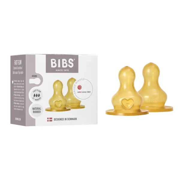 Bērnu pudelītes knupītis Bibs dabīgais kaučuks, ātra plūsma 1gab.