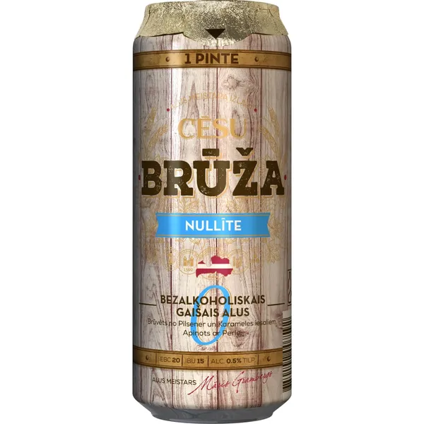 Bezalkoholiskais alus Cēsu Brūža Nullīte gaišais 0,5l