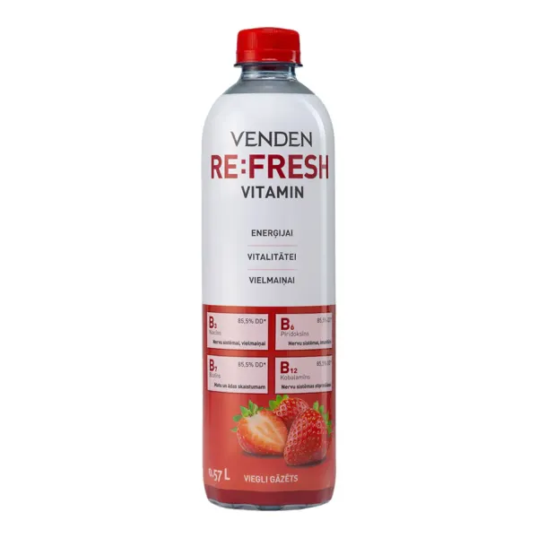 Bezalkoholiskais dzēriens Venden Re Fresh Vitamin ar zemeņu garšu, viegli gāzēts 0,57l