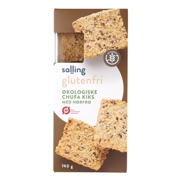 Ekoloģiski bez glutēna auzu cepumi Salling Glutenfri ar zemes mandeļu miltiem un linsēklām 140g