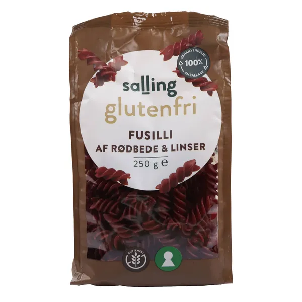 Bezglutēna pasta Salling Glutenfri fusilli, biešu un lēcu 250g