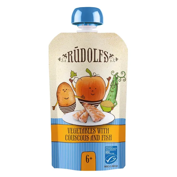 Biezenis Rūdolfs dārzeņi ar kuskusu un zivi 110g