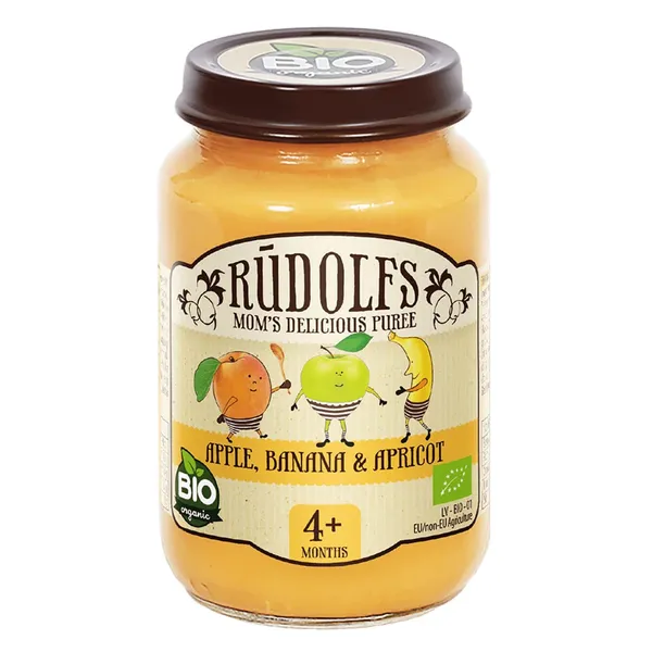 Biezenis Rūdolfs Bio Ābolu, Banānu Un Aprikožu Biezenis, 190g.