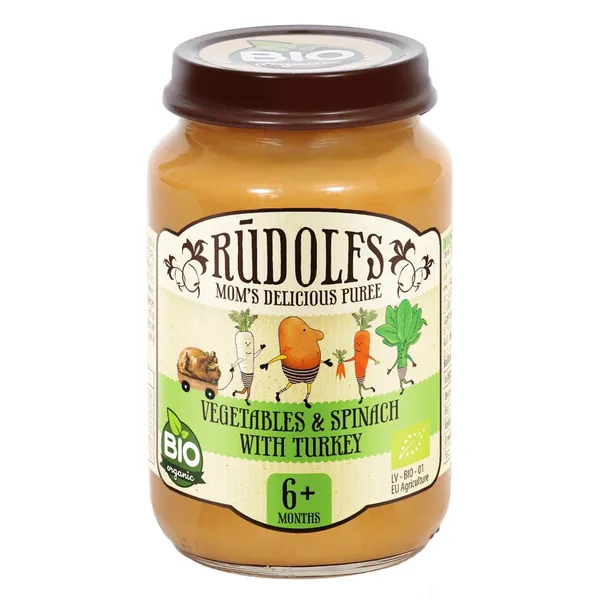 Biezenis Rūdolfs Bio Dārzeņi Ar Tītara Gaļu, 190g.