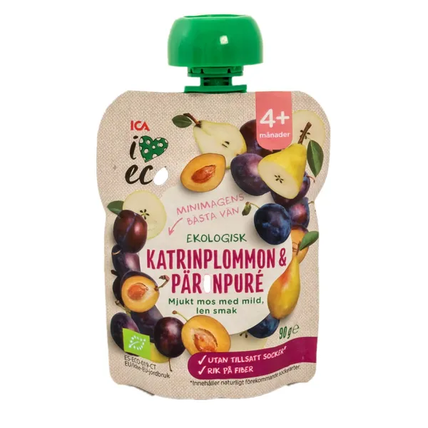 Ekoloģisks biezenis I Love Eco ar žāvētām plūmēm un bumbieriem, bērniem no 4 mēn. 90 g