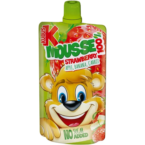 Biezenis Kubuš 100% ābolu banānu zemeņu burkānu 100g