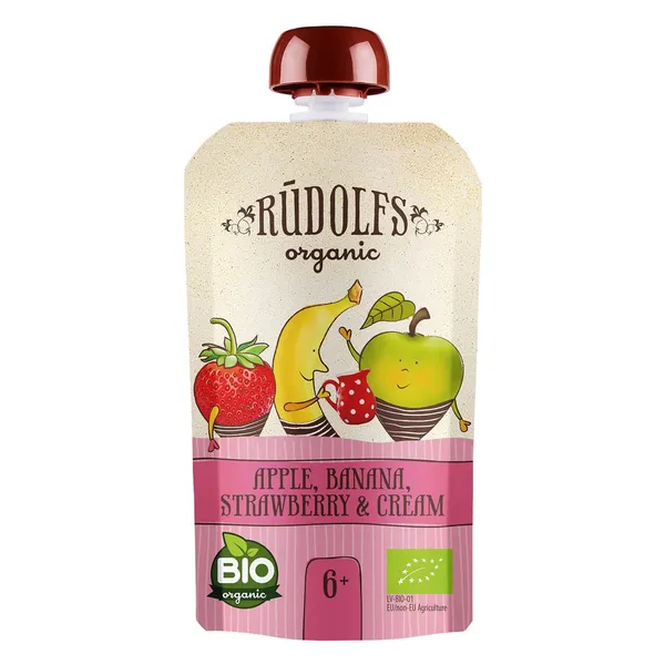 Biezenis Rūdolfs Bio ābolu-banānu-zemeņu 110g