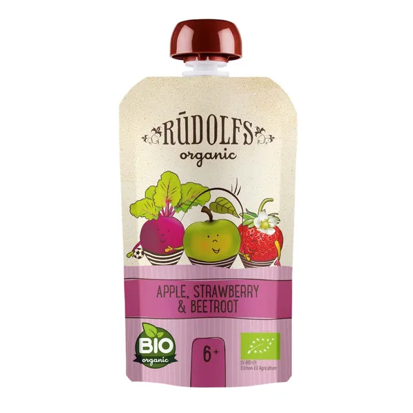 Biezenis Rūdolfs ābolu, zemeņu un biešu 6mēn.+ BIO 110g