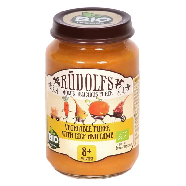 Biezenis Rūdolfs dārzeņu ar rīsiem un jēra gaļu BIO 190g