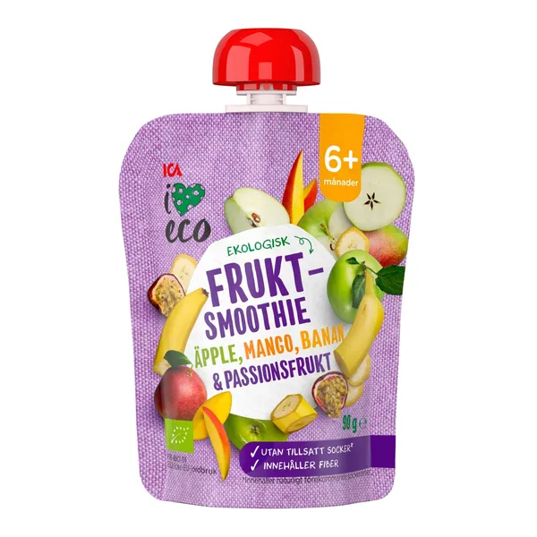 Biezenis I love Eco ābolu,mango,banānu,pasifloras,6mēn.90g