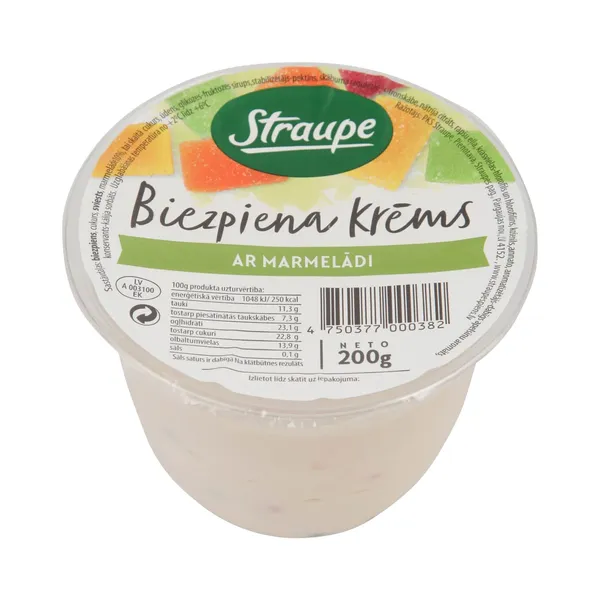 Biezpiena krēms Straupe saldais ar marmelādi 200g