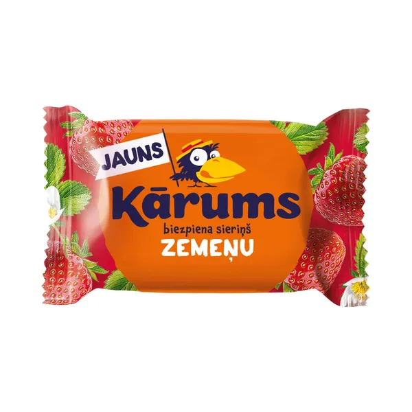 Biezpiena sieriņš Kārums zemeņu, zemeņu garšas glazūrā 45g