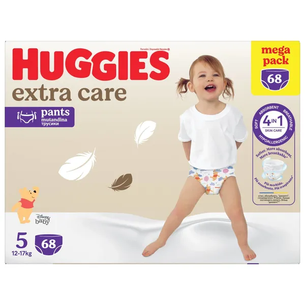 Biksītes Huggies Extra Care Pants S5 12-17kg 68gab.