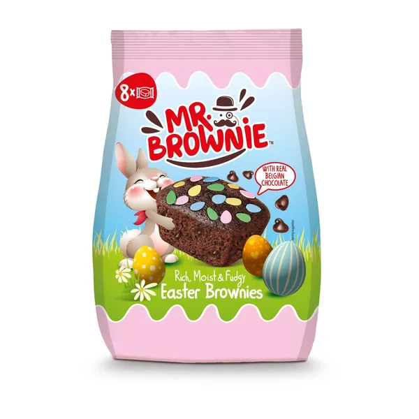 Braunijs Mr Brownie ar beļģu šokolādes gabaliņiem un cukura dekorācijām 200g