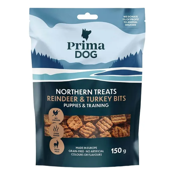 Brieža-tītara gaļa kucēniem PrimaDog Northern Treats 150g