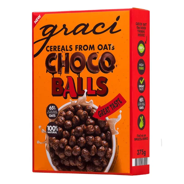 Brokastu pārslas Graci graudaugu bumbiņas ar kakao 375g