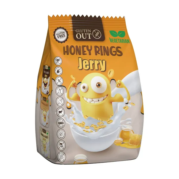Brokastu pārslas Gluten Out Honey Rings Jerry bez glutēna 375g