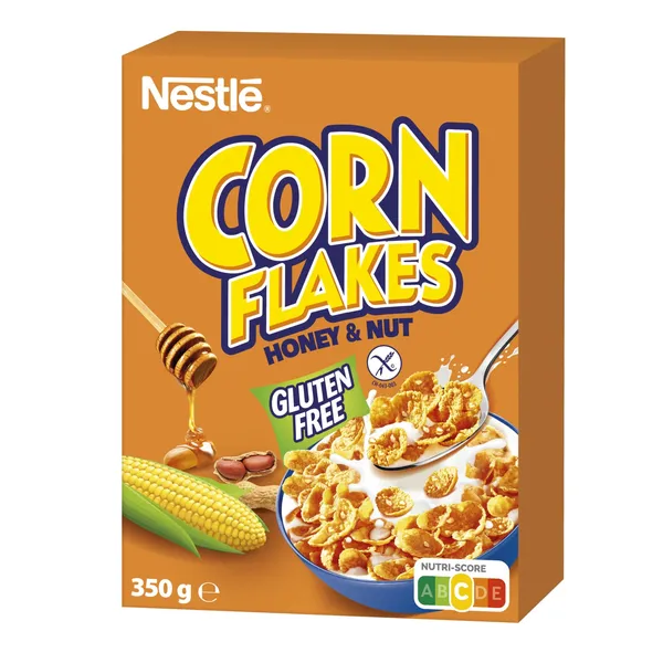 Brokastu pārslas Nestles Corn Flakes ar medu un riekstiem bez glutēna 350g