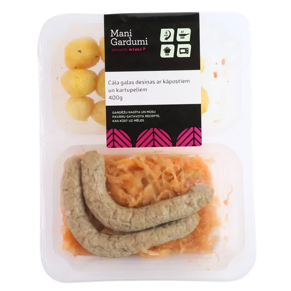 Cāļa gaļas desiņas ar kāpostiem un kartupeļiem 400g