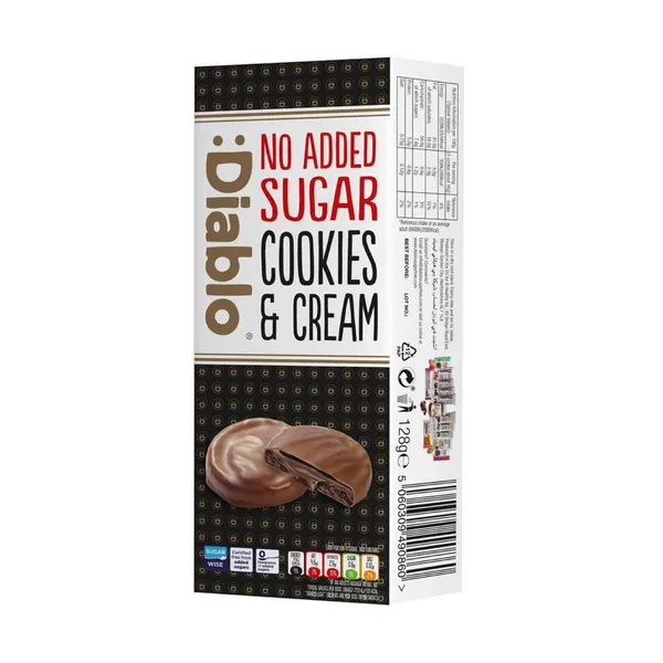 Cepumi Diablo ar tumšo šokolādi un krēmu ar saldinātāju 128g