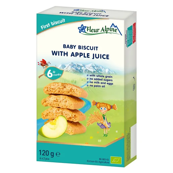 Pirmie ātri pagatavojamie cepumi Fleur Alpine ar ābolu sulu, no 6 mēnešiem 120g