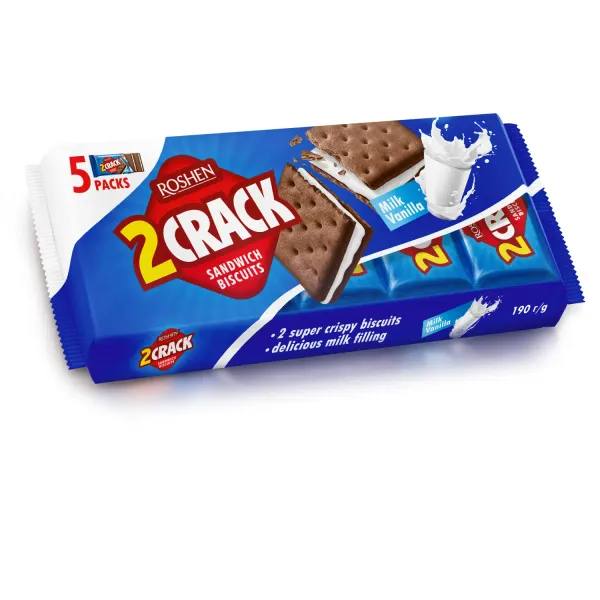 Cepumi Roshen 2 Crack ar piena, vaniļas pildījumu 190g