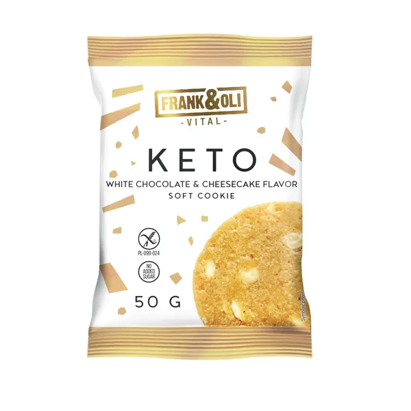 Cepums Frank&Oli ar balto šokolādi ar siera kūkas garšu ar saldinātāju 50g