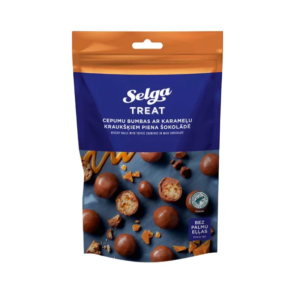 Cepumu bumbas Selga ar karameļu kraukšķiem piena šokolādē 120g