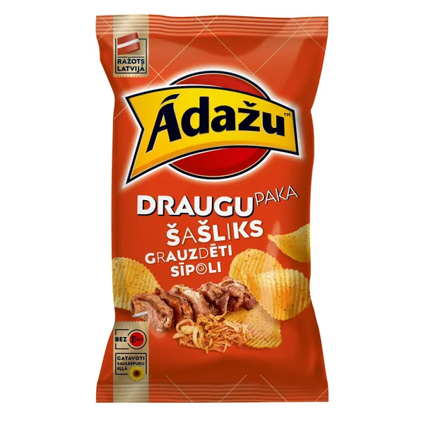Čipsi Ādažu Draugu paka šašliks un grauzdēti sīpoli 180g